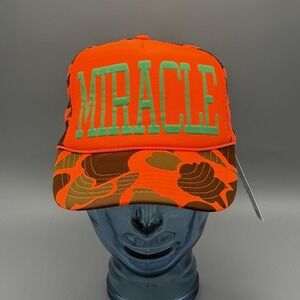Ascot + Hart Miracle Trucker Hat Orange Camo Mesh Snapback Cap One Size NEW‎